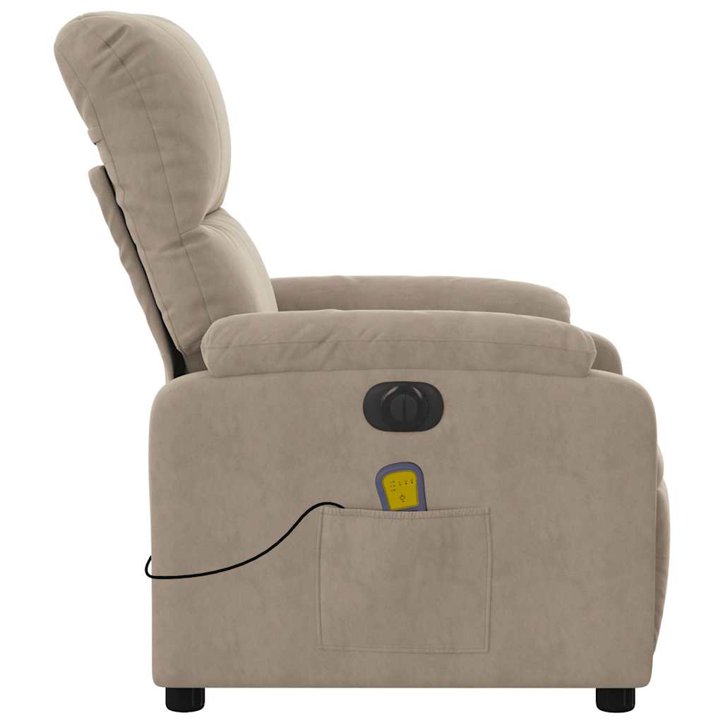 Massagestoel elektrisch verstelbaar microvezelstof taupe
