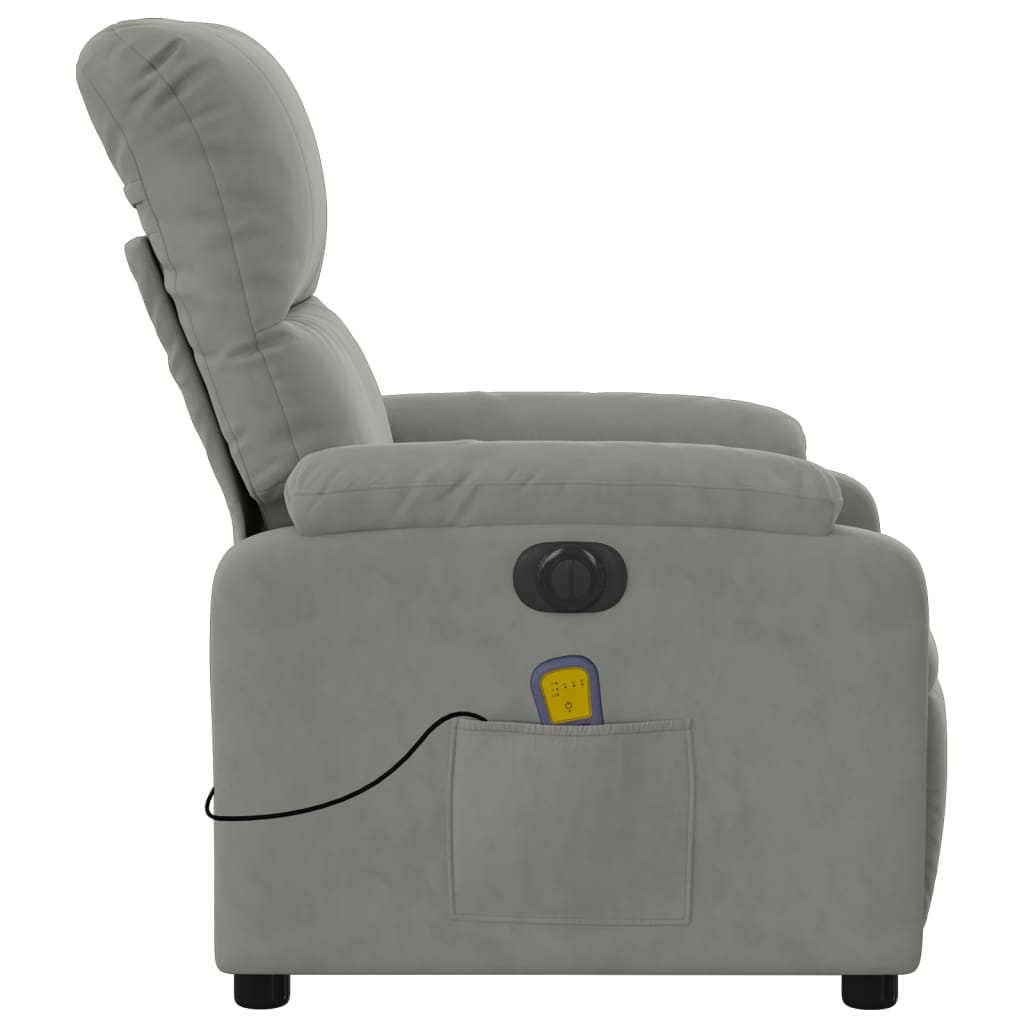 Massagestoel elektrisch verstelbaar microvezelstof lichtgrijs