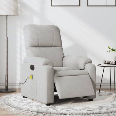 Massagestoel elektrisch verstelbaar microvezelstof lichtgrijs