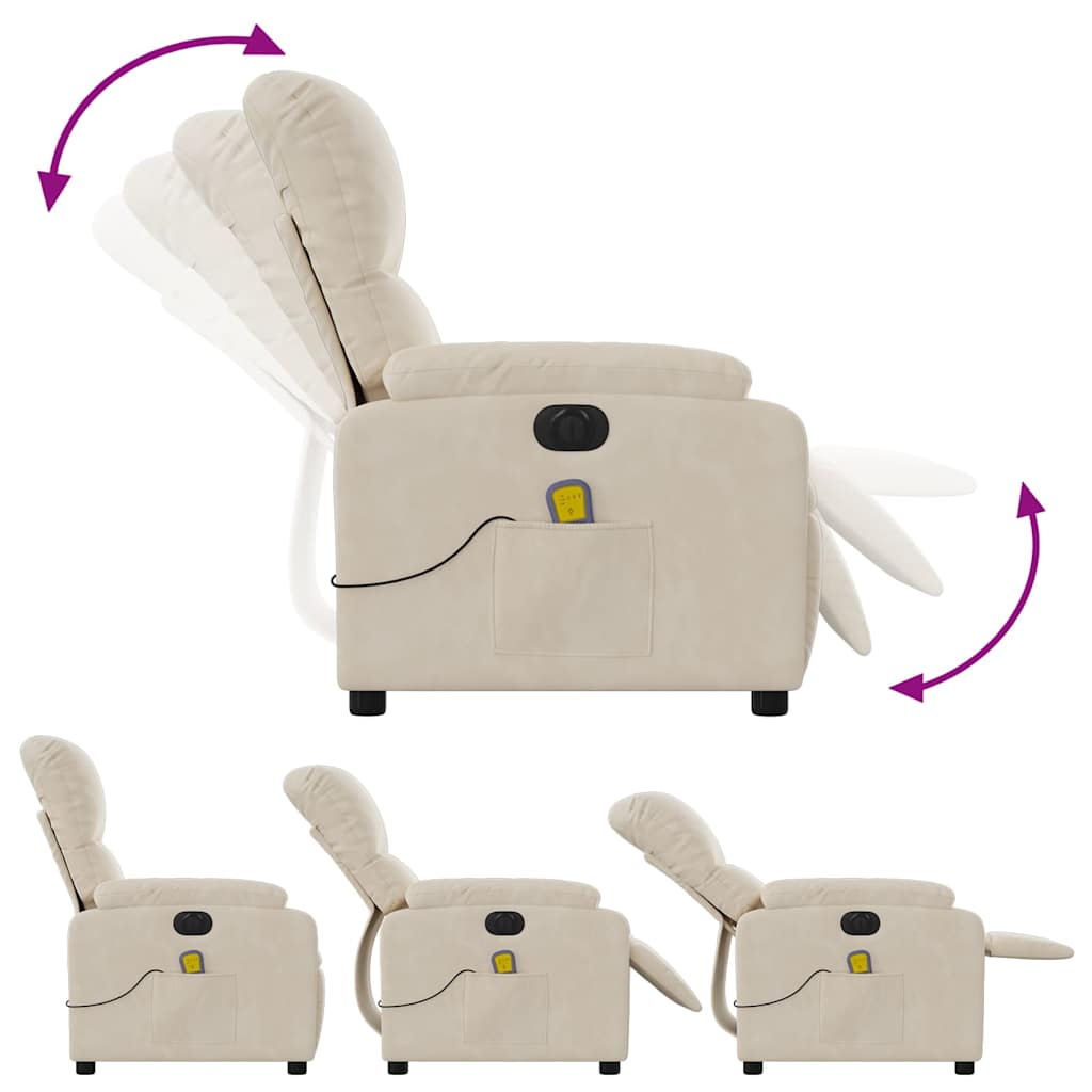 Massagestoel elektrisch verstelbaar microvezelstof beige