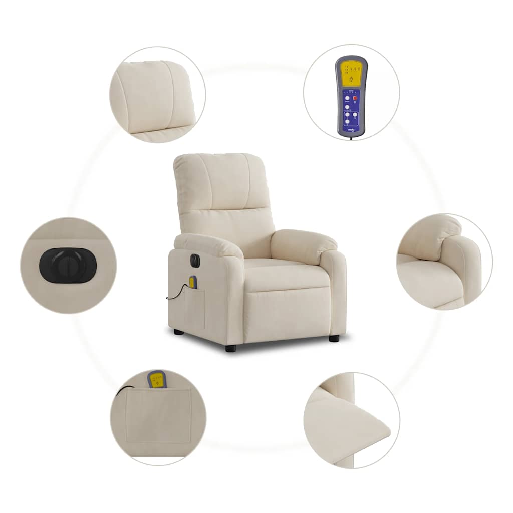 Massagestoel elektrisch verstelbaar microvezelstof beige