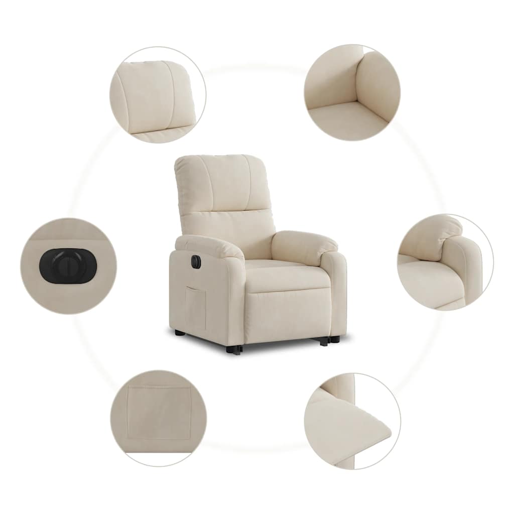 Sta-op-stoel elektrisch verstelbaar microvezelstof beige