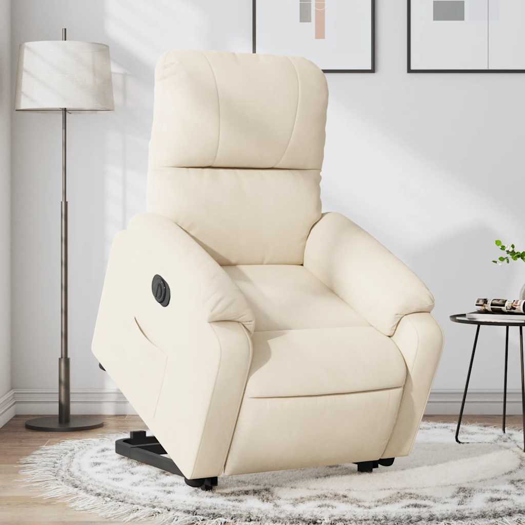 Sta-op-stoel elektrisch verstelbaar microvezelstof beige