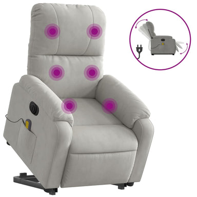 Sta-op-massagestoel elektrisch microvezelstof lichtgrijs
