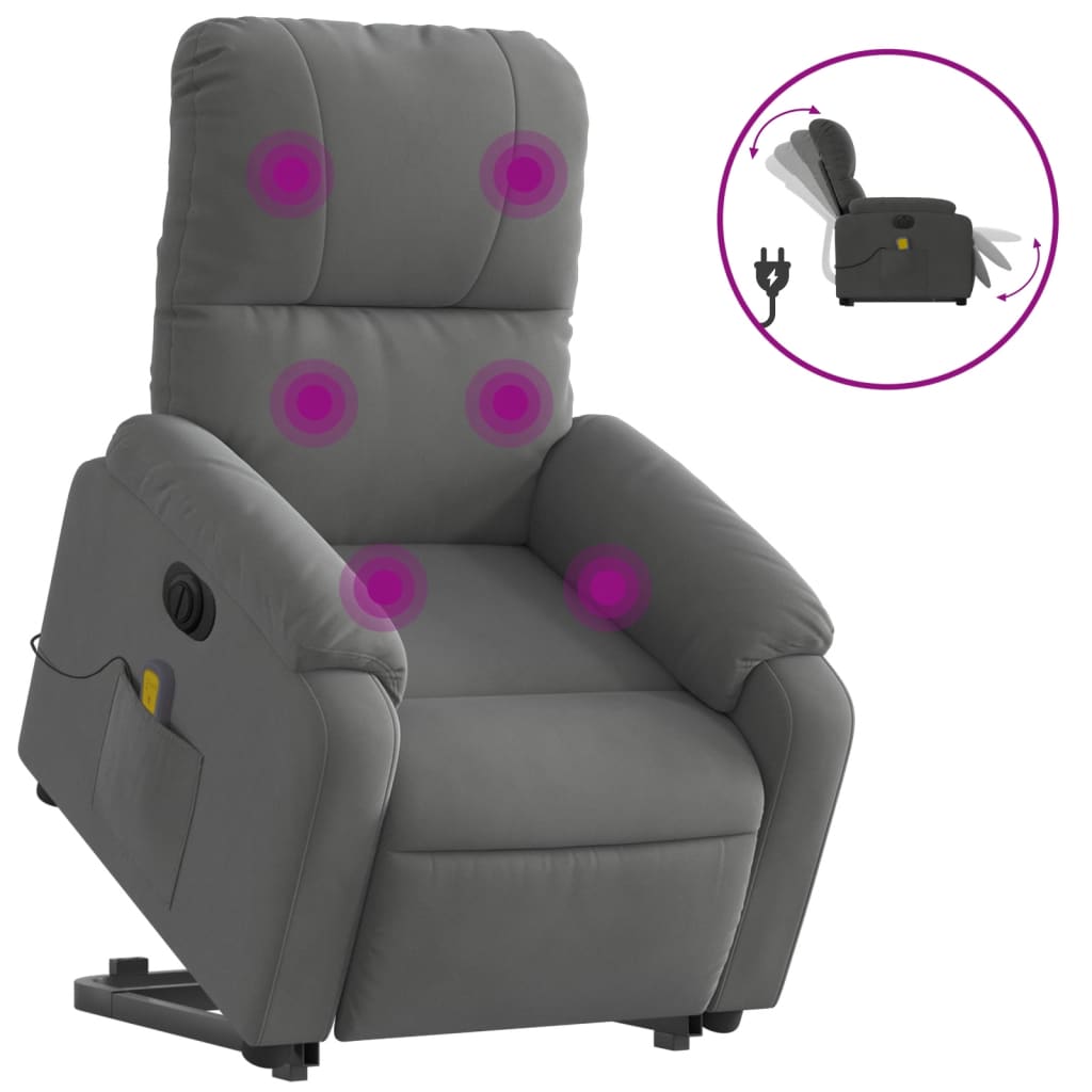 Sta-op-massagestoel elektrisch microvezelstof donkergrijs
