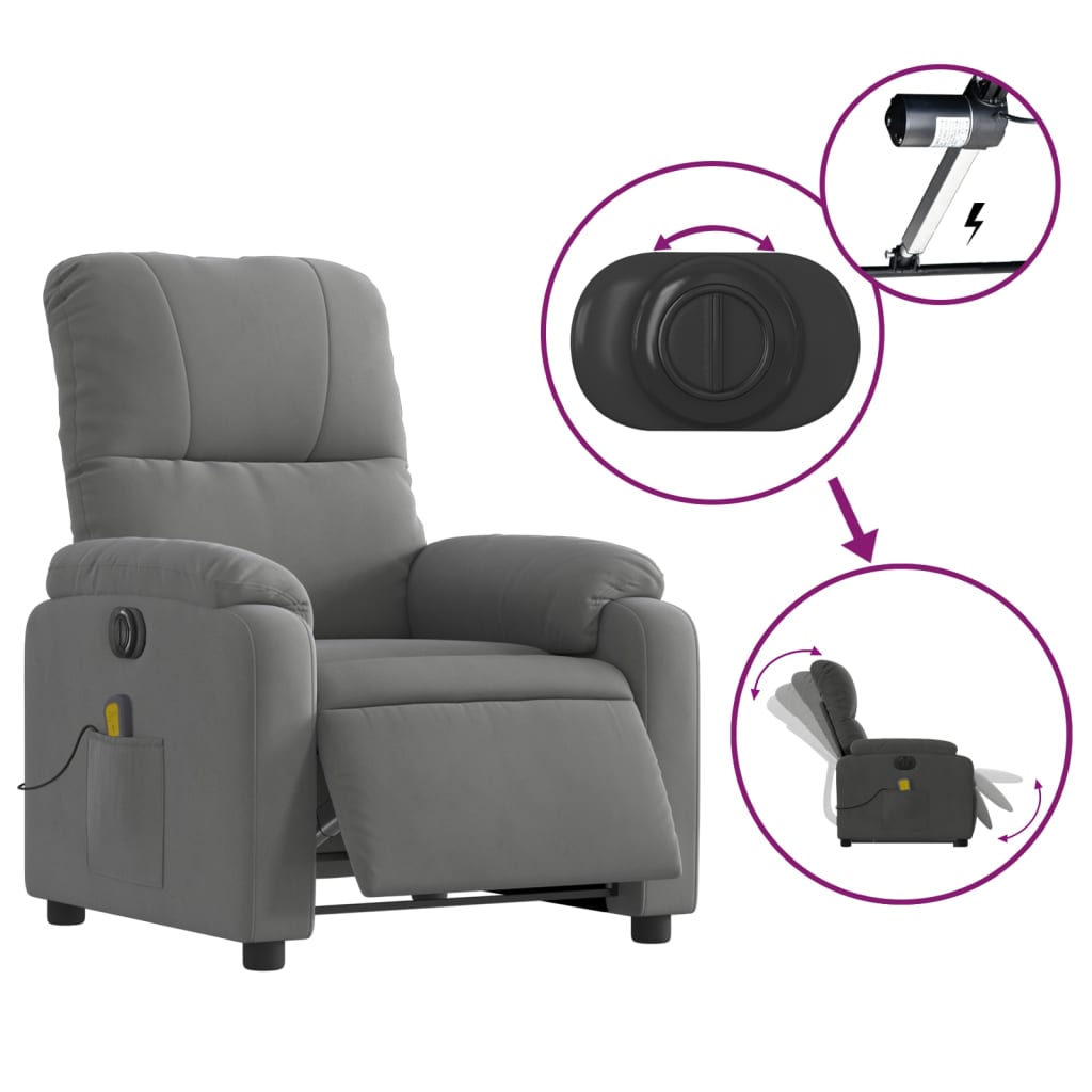 Sta-op-massagestoel elektrisch microvezelstof donkergrijs