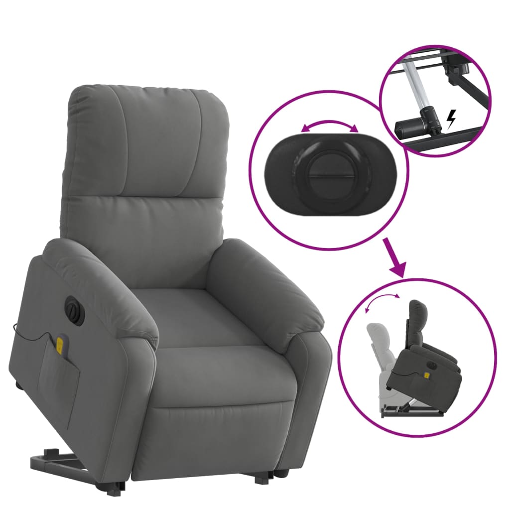 Sta-op-massagestoel elektrisch microvezelstof donkergrijs