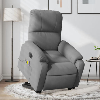 Sta-op-massagestoel elektrisch microvezelstof donkergrijs
