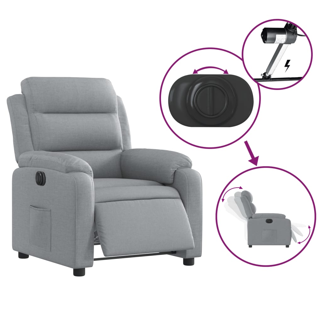 Fauteuil elektrisch verstelbaar stof lichtgrijs