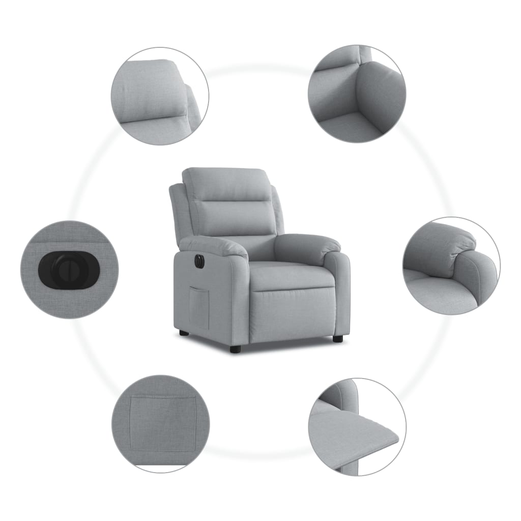 Fauteuil elektrisch verstelbaar stof lichtgrijs