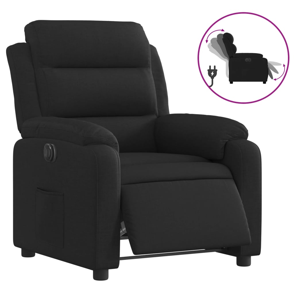 Fauteuil verstelbaar elektrisch stof zwart
