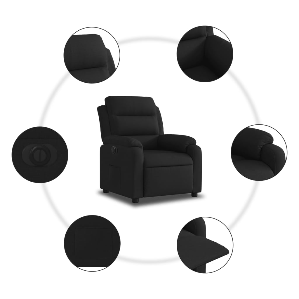 Fauteuil verstelbaar elektrisch stof zwart