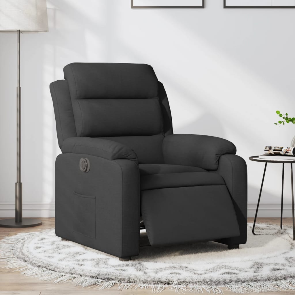 Fauteuil verstelbaar elektrisch stof zwart
