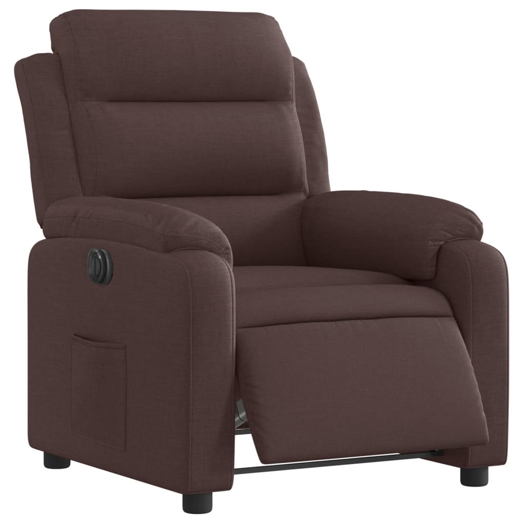 Fauteuil verstelbaar elektrisch stof donkerbruin
