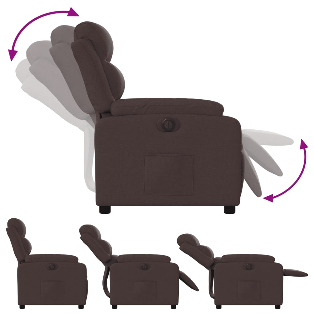 Fauteuil verstelbaar elektrisch stof donkerbruin