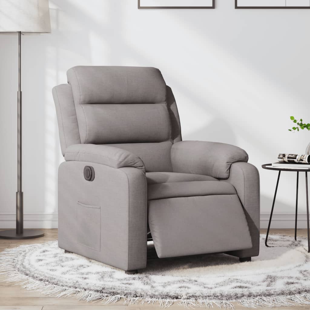 Fauteuil verstelbaar elektrisch stof taupe