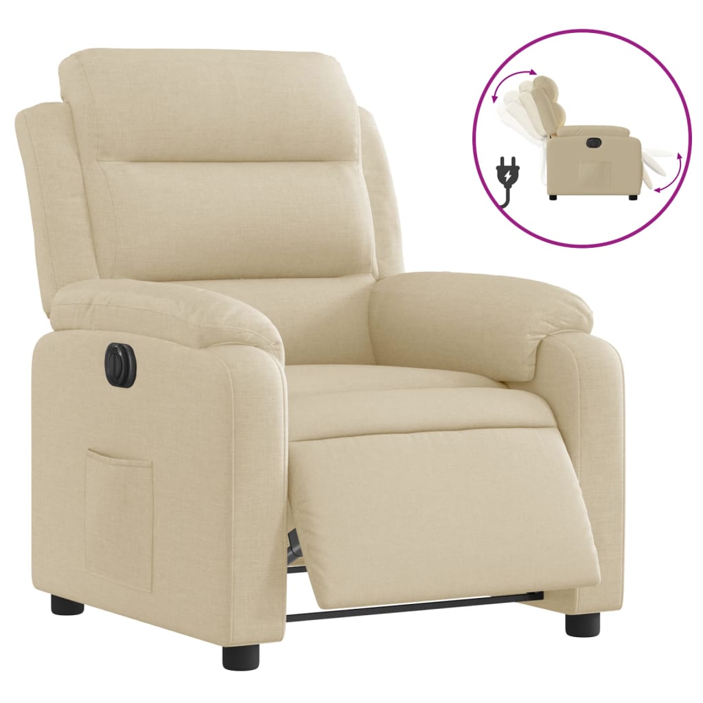 Fauteuil verstelbaar elektrisch stof crèmekleurig