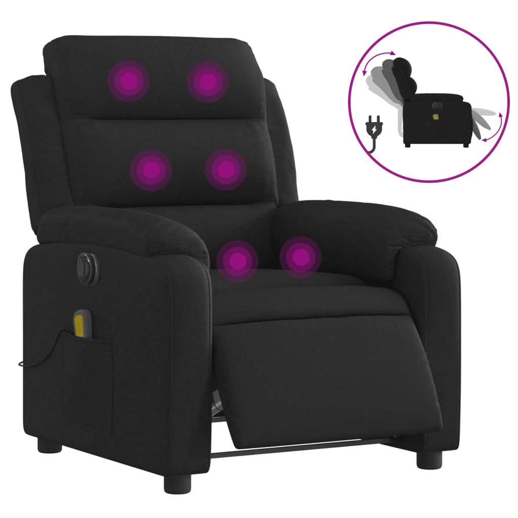 Massagestoel elektrisch verstelbaar stof zwart