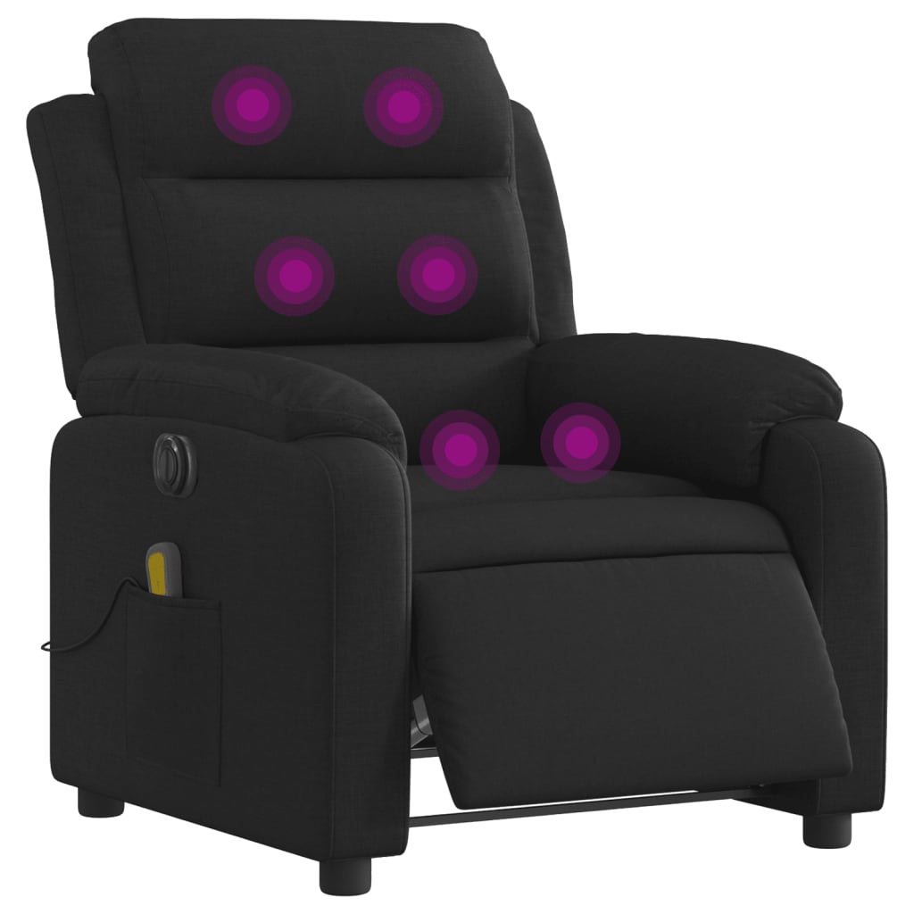Massagestoel elektrisch verstelbaar stof zwart