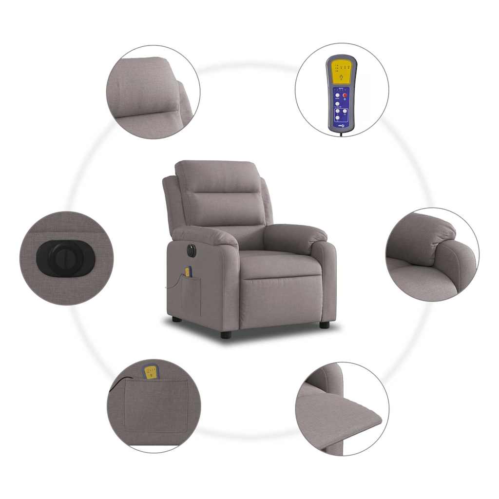 Massagestoel elektrisch verstelbaar stof taupe
