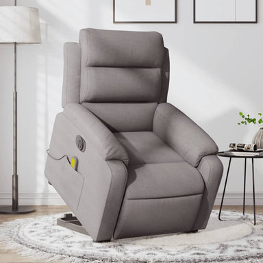 Sta-op-massagestoel elektrisch verstelbaar stof taupe