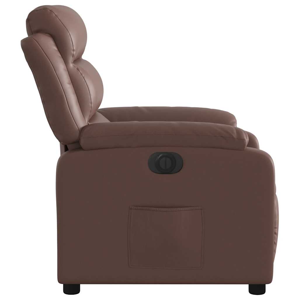 Fauteuil verstelbaar elektrisch kunstleer bruin