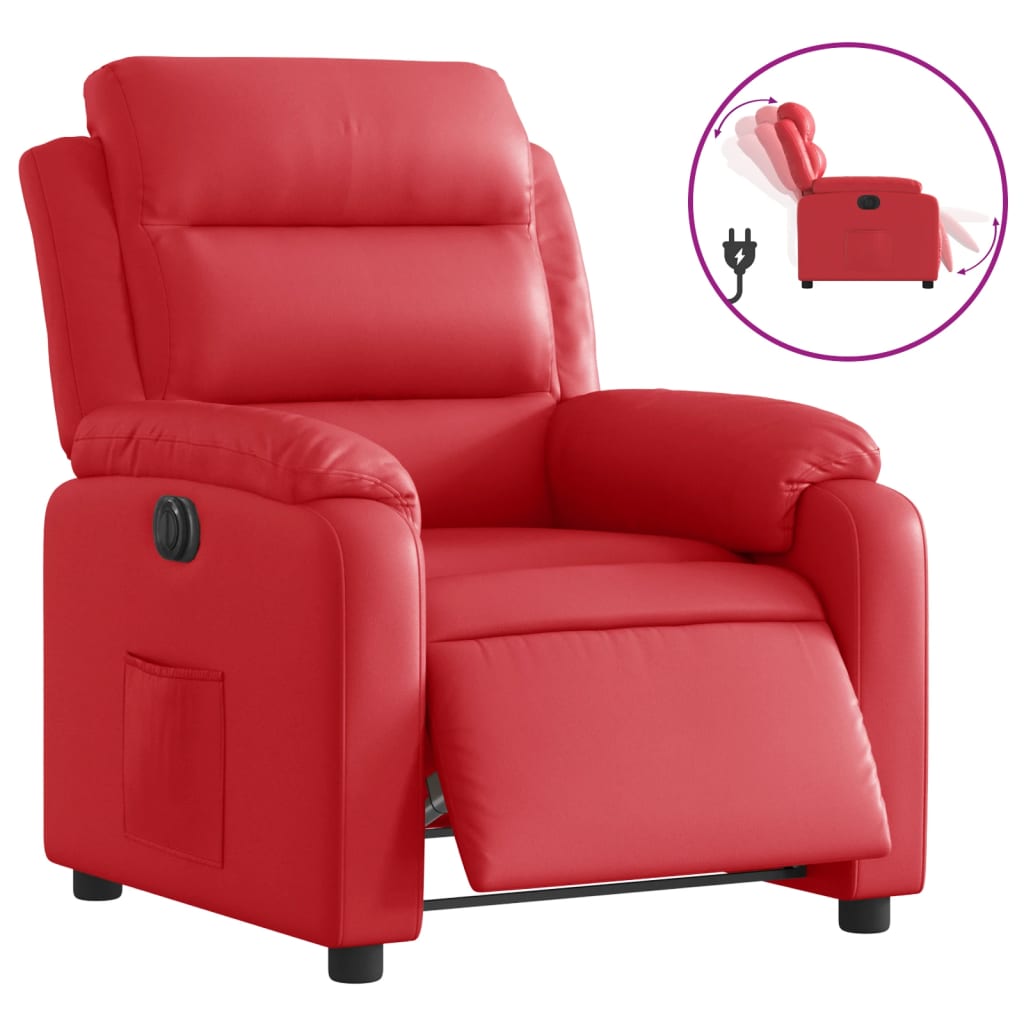 Fauteuil verstelbaar elektrisch kunstleer rood