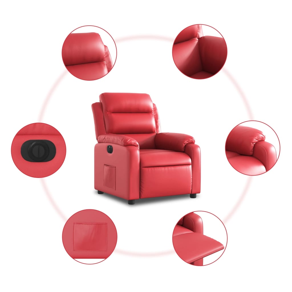 Fauteuil verstelbaar elektrisch kunstleer rood