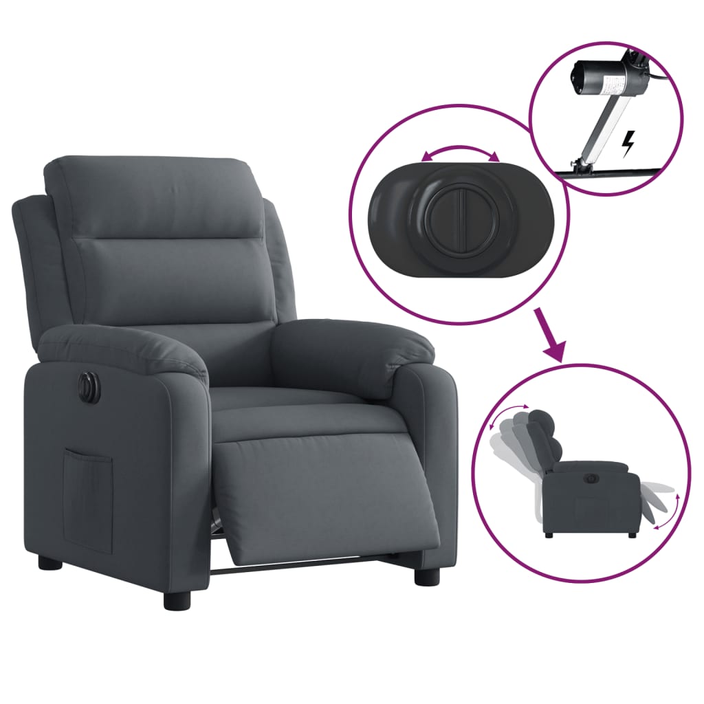 Fauteuil elektrisch verstelbaar stof donkergrijs