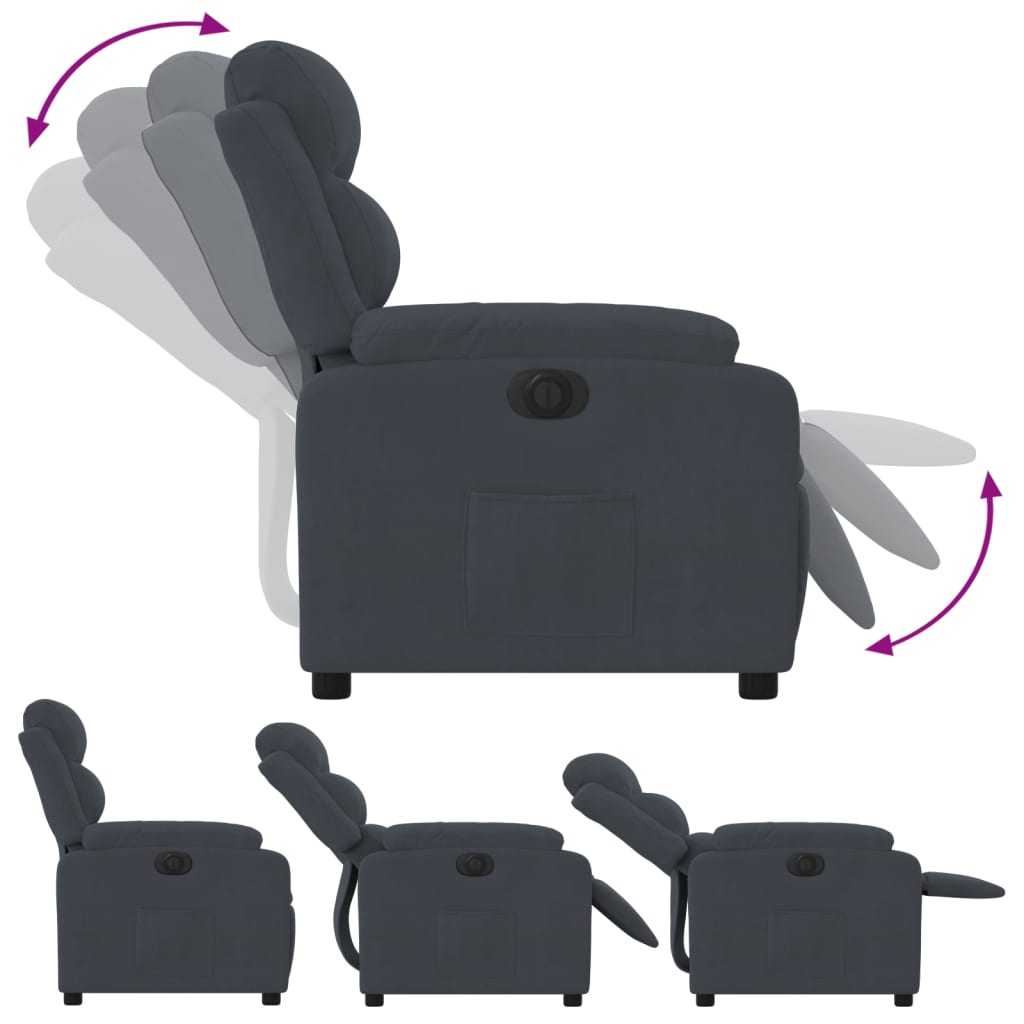 Fauteuil elektrisch verstelbaar stof donkergrijs