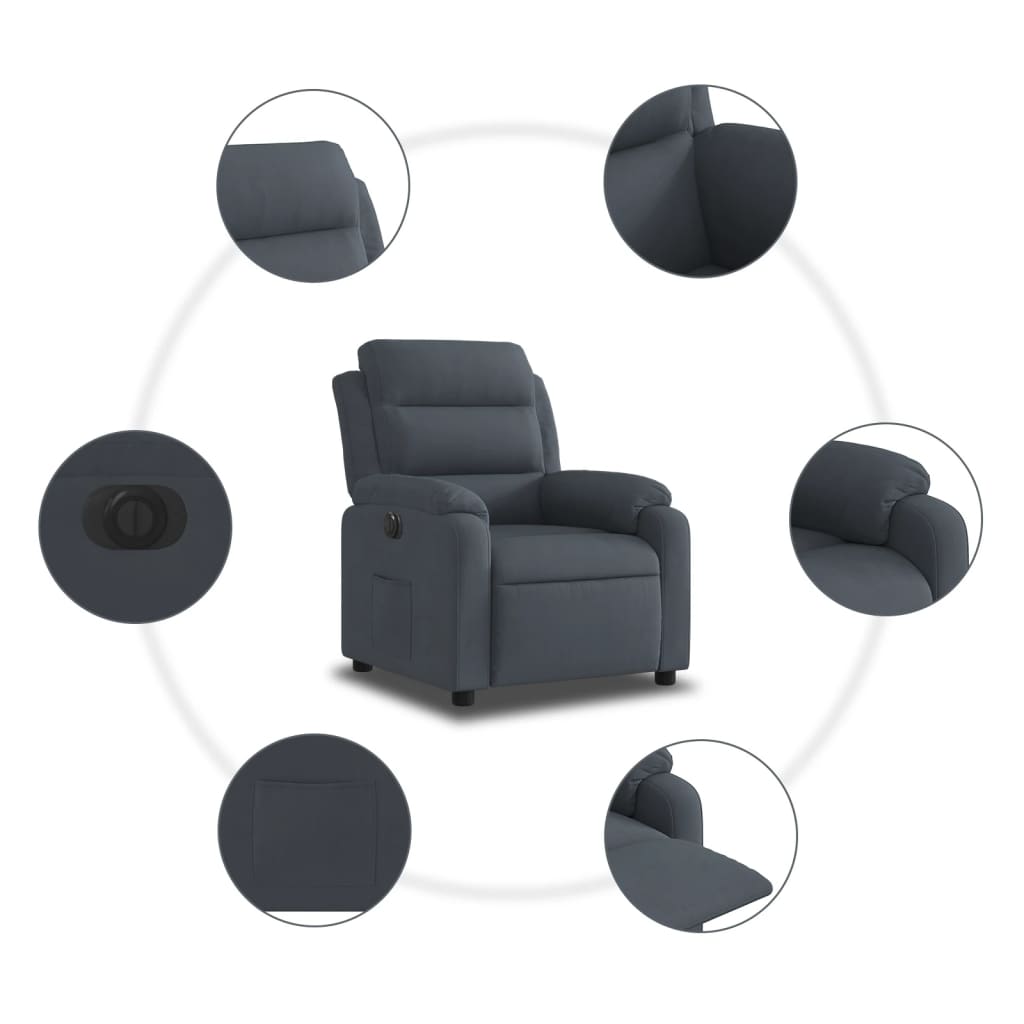 Fauteuil elektrisch verstelbaar stof donkergrijs