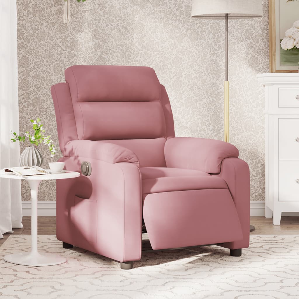 Fauteuil elektrisch fluweel roze