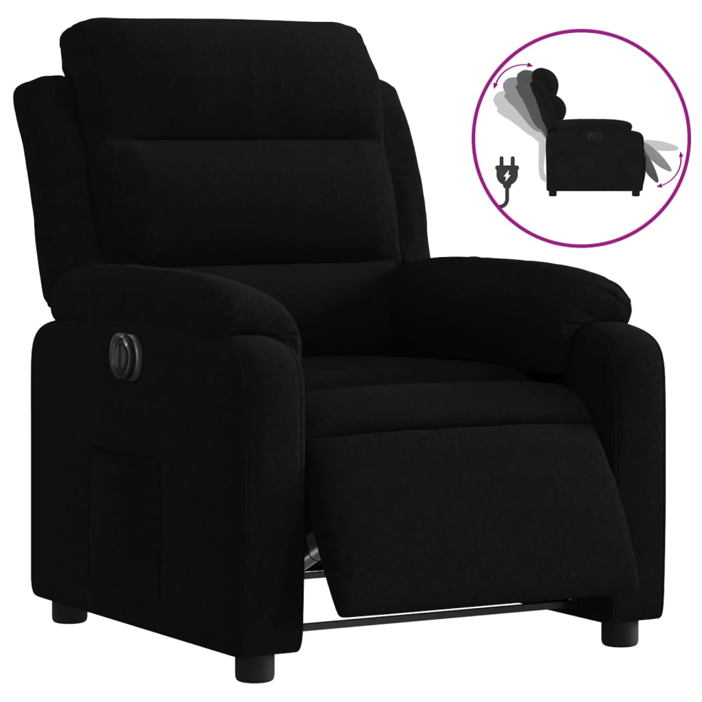 Fauteuil verstelbaar elektrisch stof zwart
