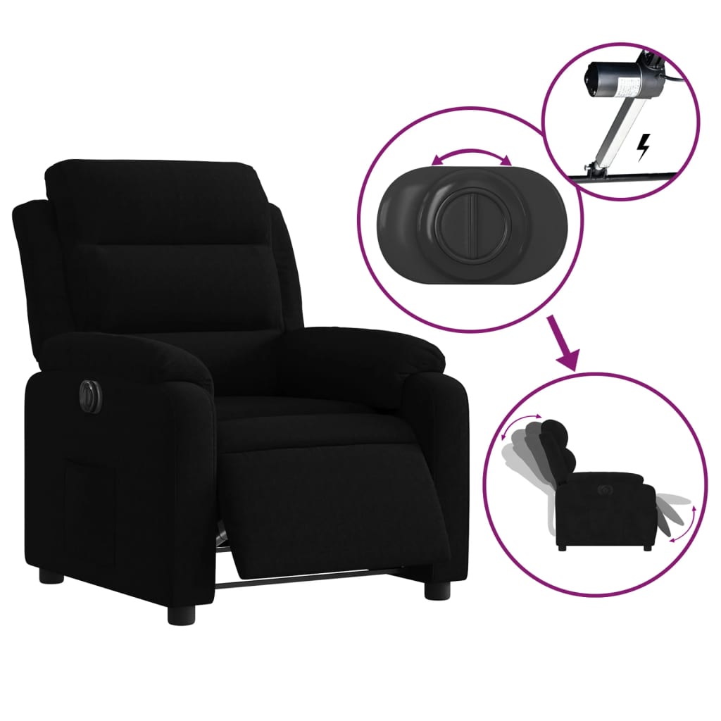 Fauteuil verstelbaar elektrisch stof zwart