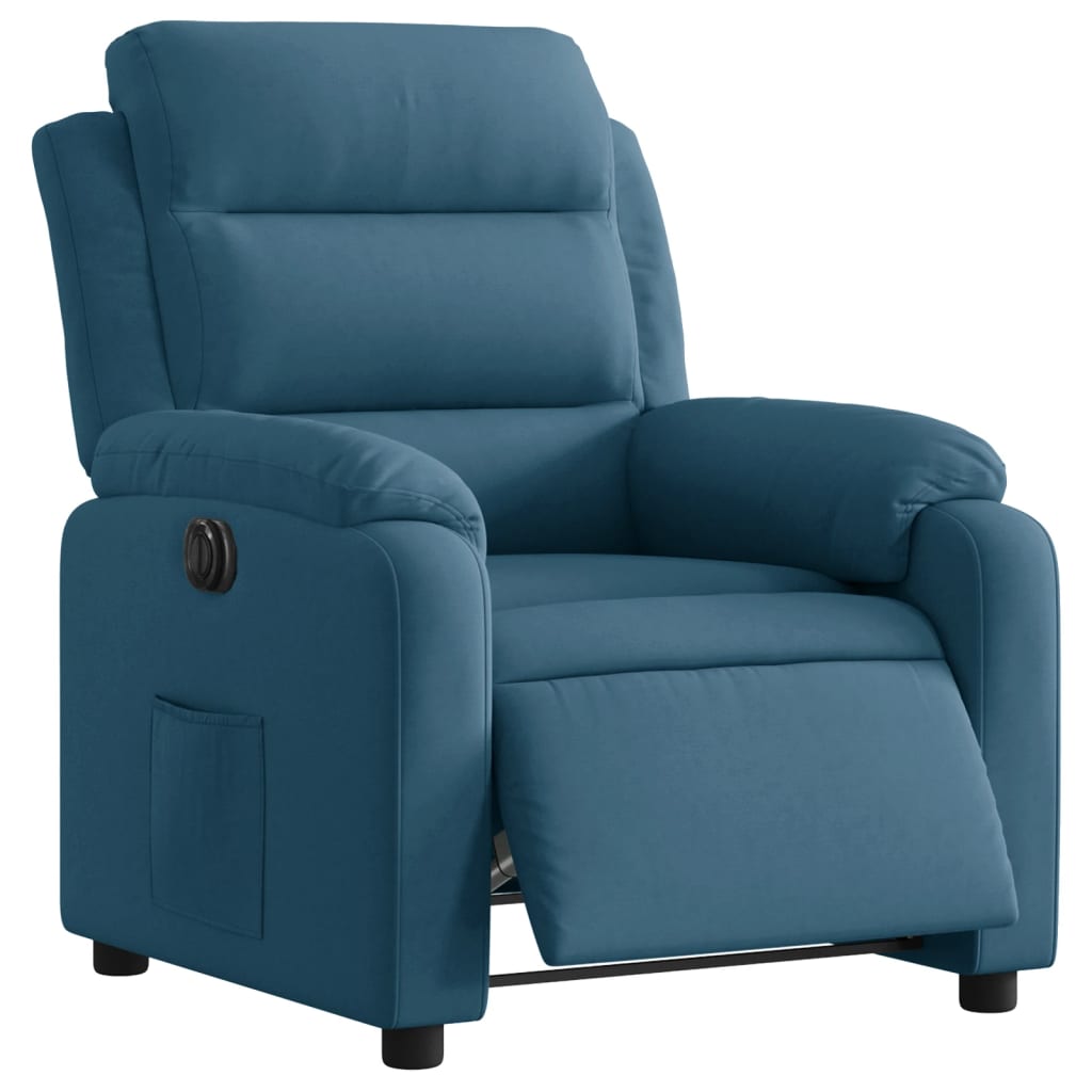 Fauteuil elektrisch verstelbaar fluweel blauw