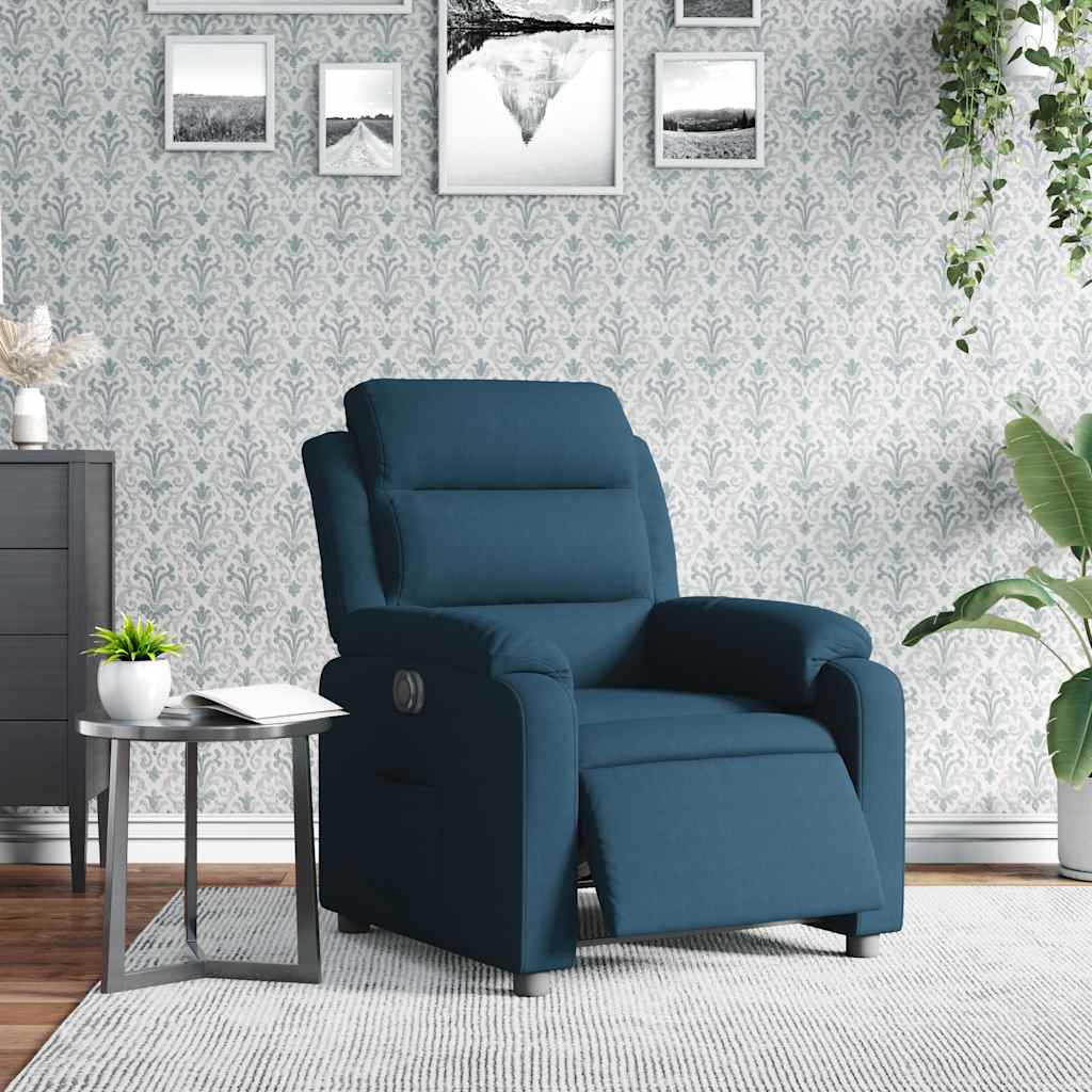 Fauteuil elektrisch verstelbaar fluweel blauw