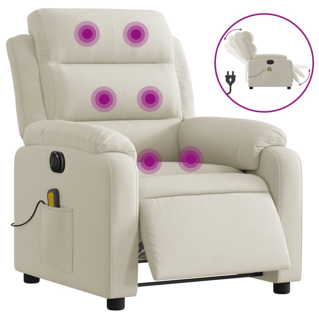 Massagestoel elektrisch verstelbaar fluweel crèmekleurig