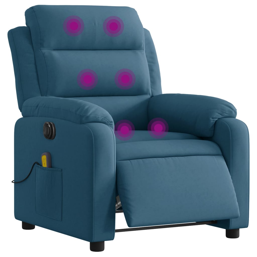 Massagestoel elektrisch verstelbaar fluweel blauw
