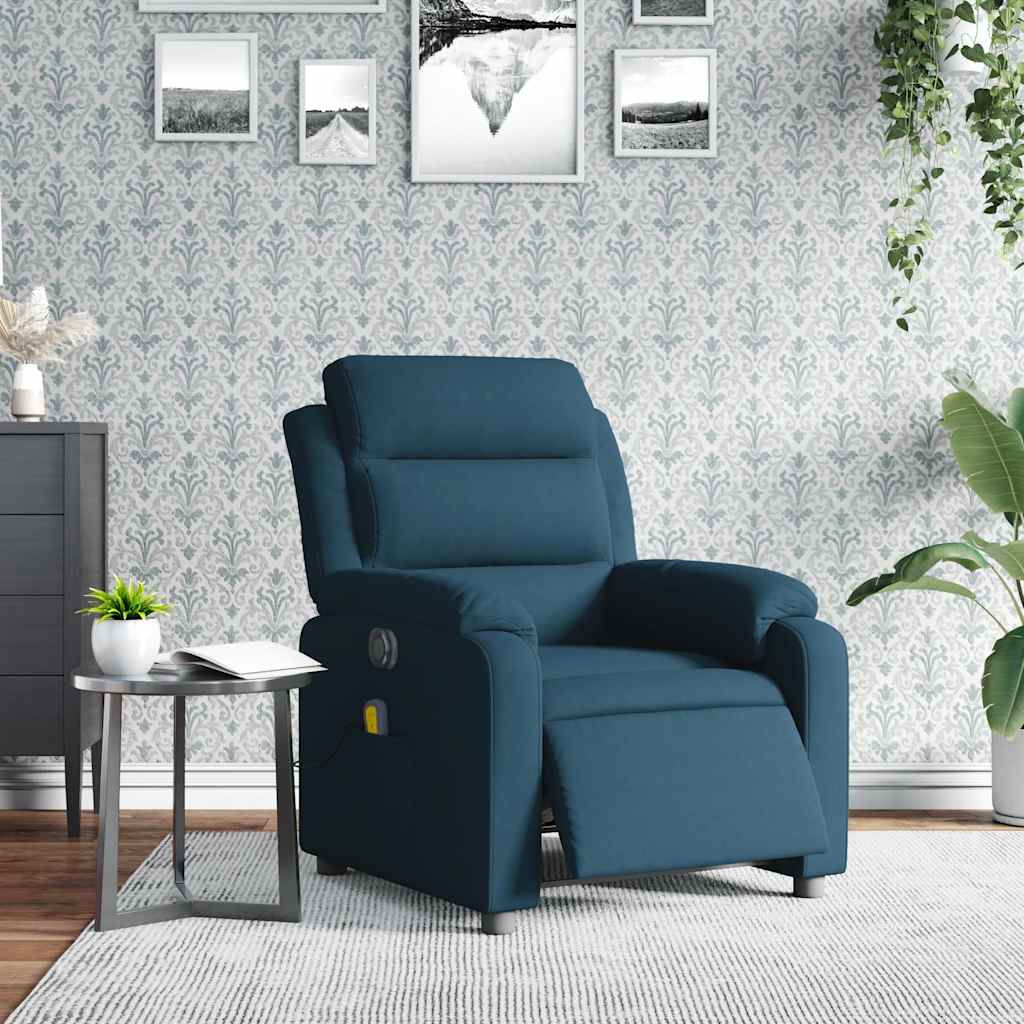 Massagestoel elektrisch verstelbaar fluweel blauw