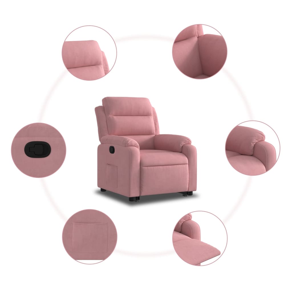 Sta-op-stoel verstelbaar fluweel roze