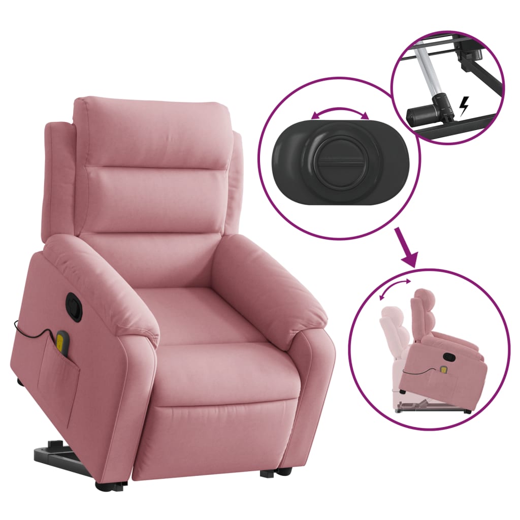 Sta-op-massagestoel verstelbaar fluweel roze