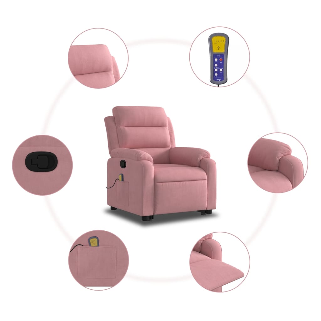 Sta-op-massagestoel verstelbaar fluweel roze