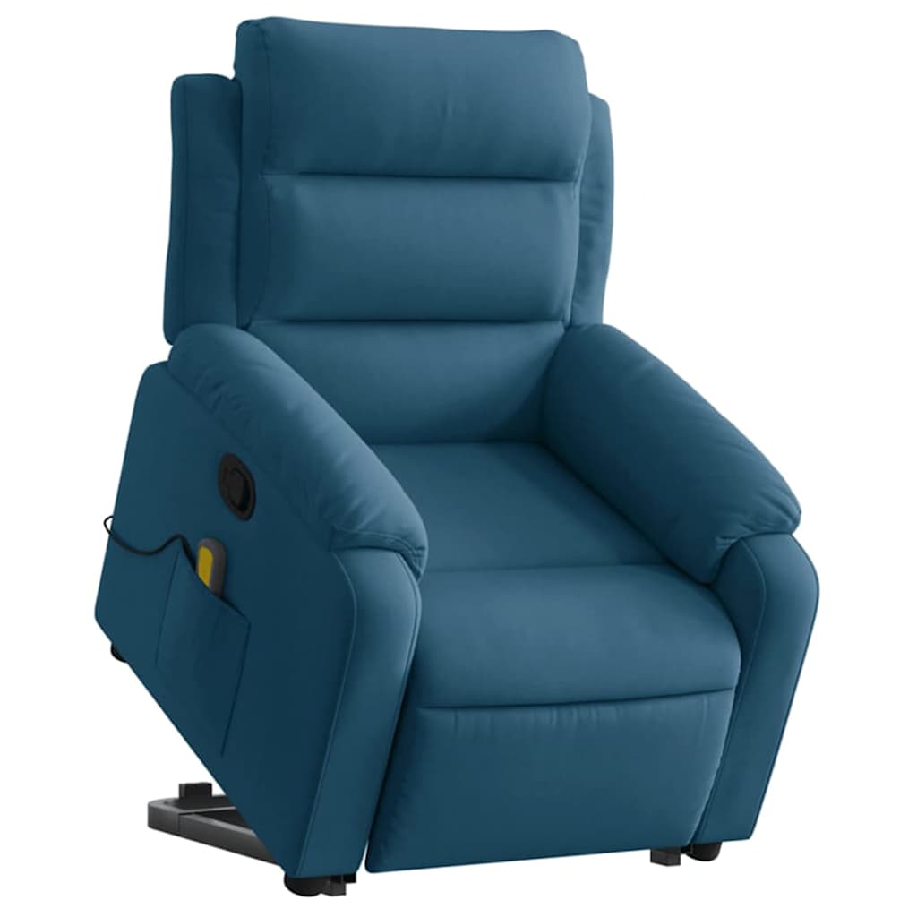 Sta-op-massagestoel verstelbaar fluweel blauw