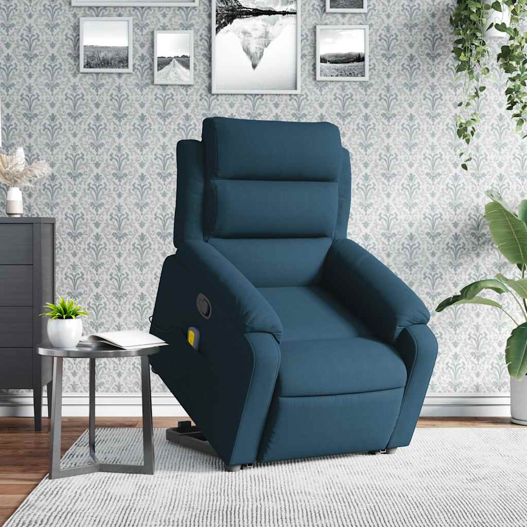 Sta-op-massagestoel verstelbaar fluweel blauw