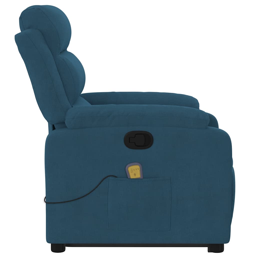 Sta-op-massagestoel verstelbaar fluweel blauw