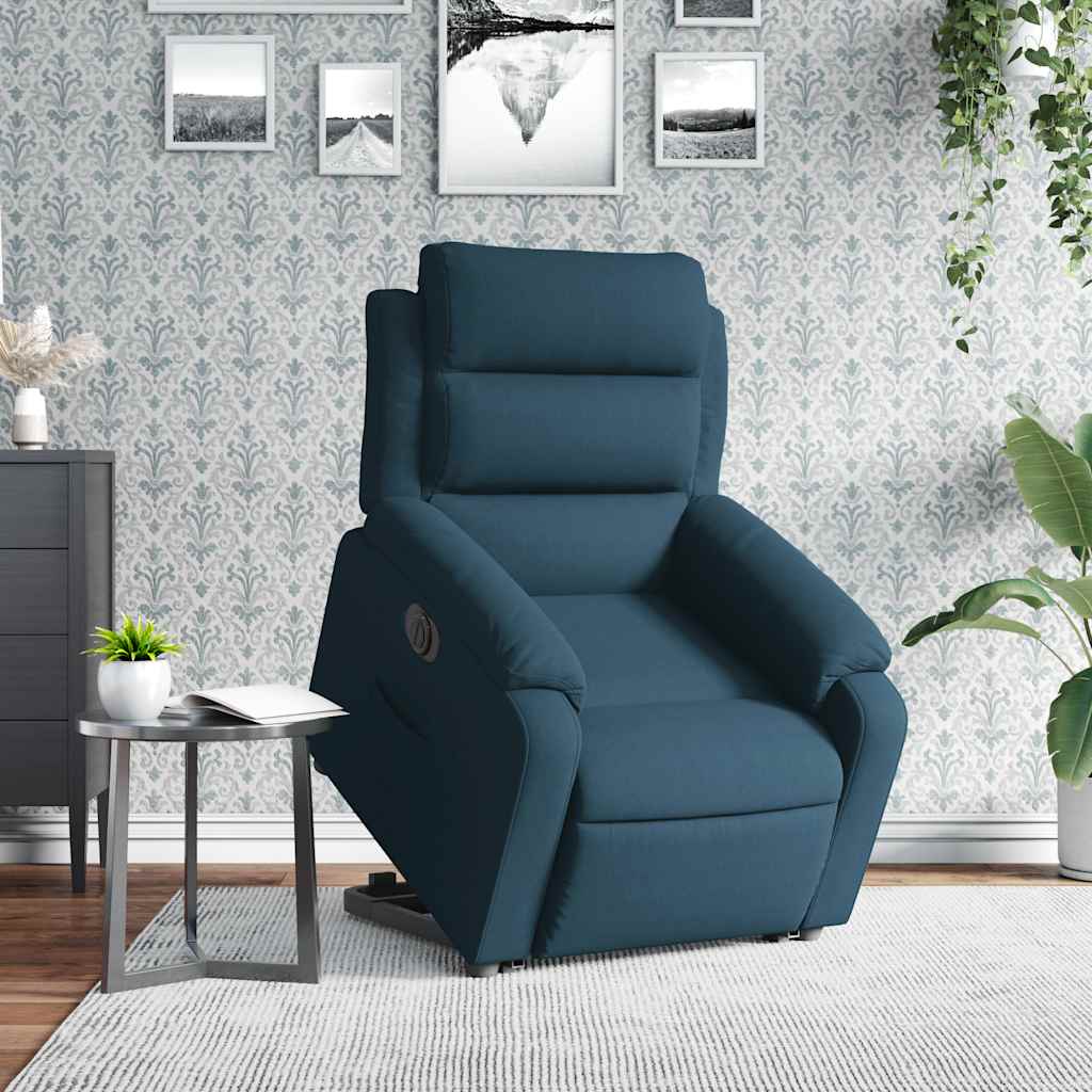 Sta-op-stoel elektrisch verstelbaar fluweel blauw