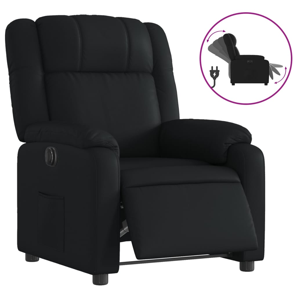 Fauteuil elektrisch verstelbaar kunstleer zwart