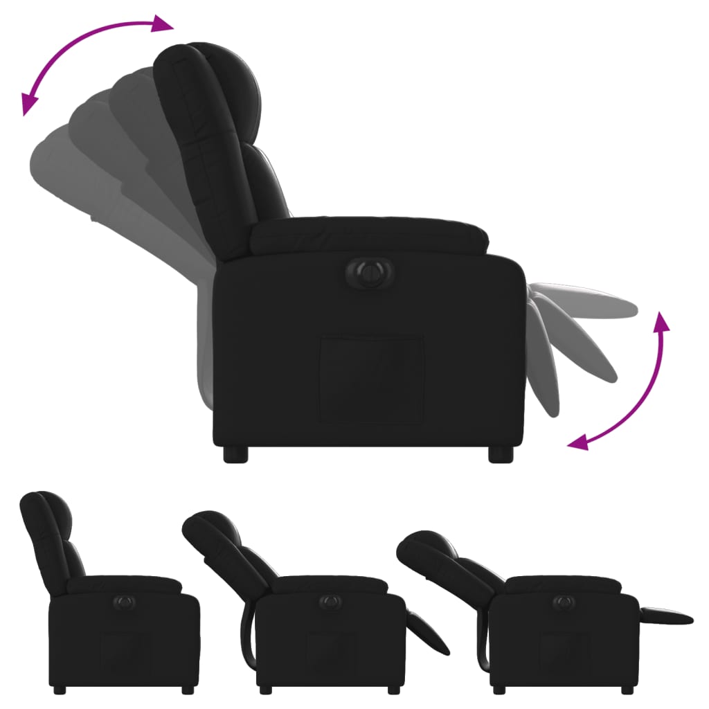 Fauteuil elektrisch verstelbaar kunstleer zwart