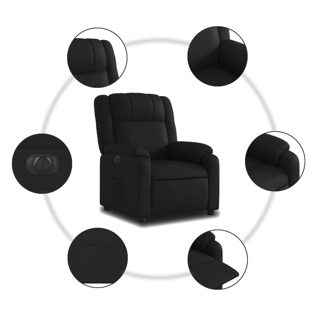 Fauteuil elektrisch verstelbaar kunstleer zwart