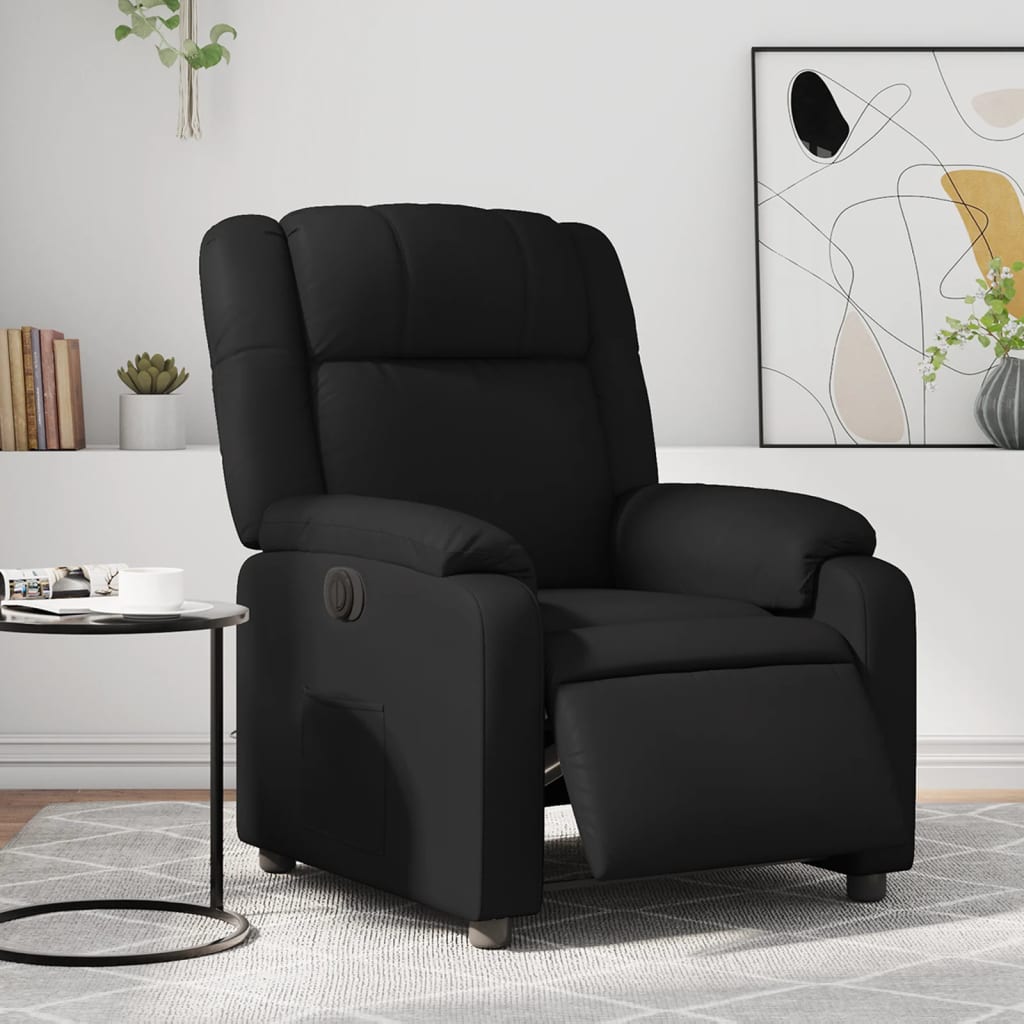 Fauteuil elektrisch verstelbaar kunstleer zwart